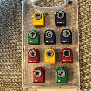 Boxed set 10 craft punches moon stars heart dragonfly etc art supplies fun EUC